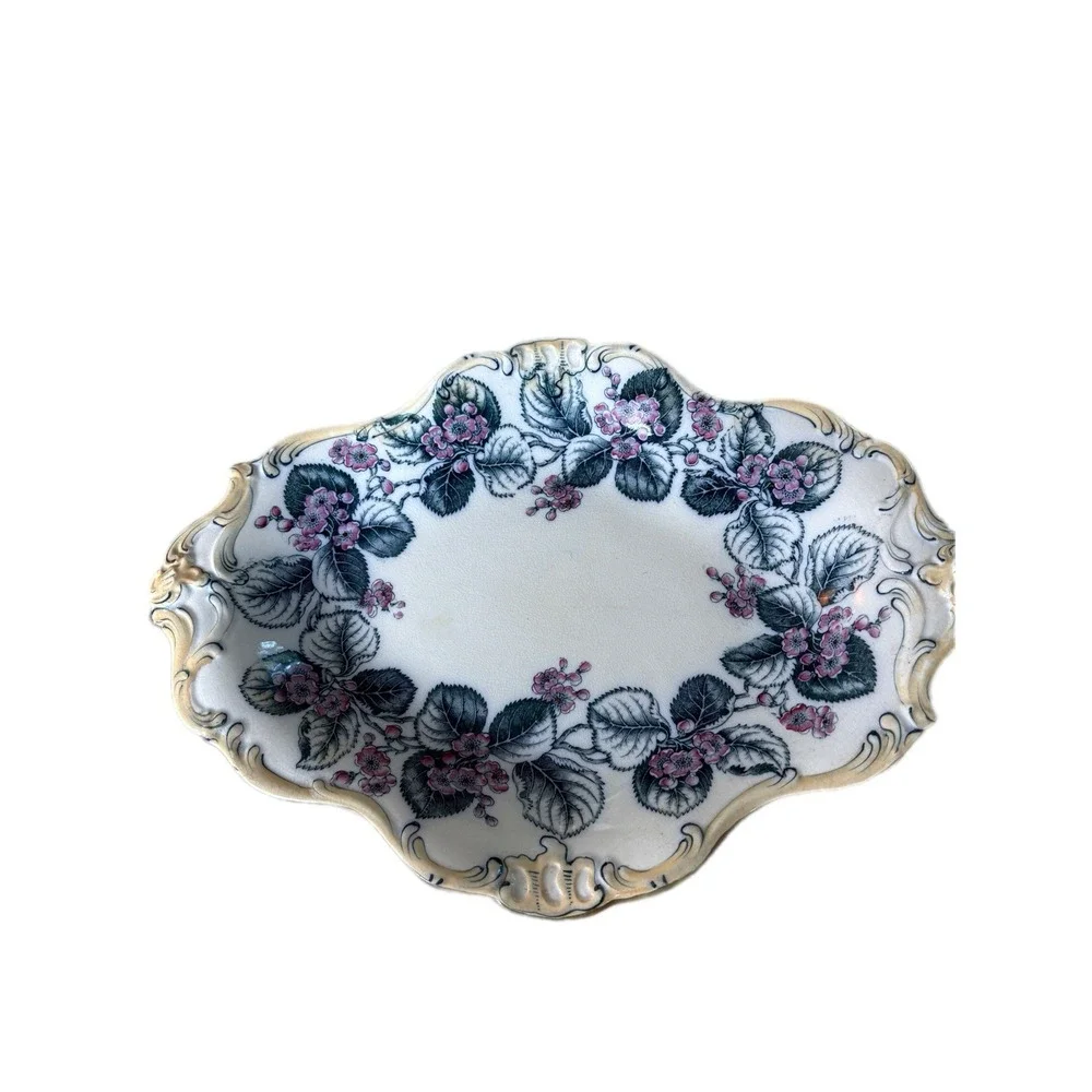 Antique 19thC English‎ Porcelain Floral Dish transferware Davenport Nectarine